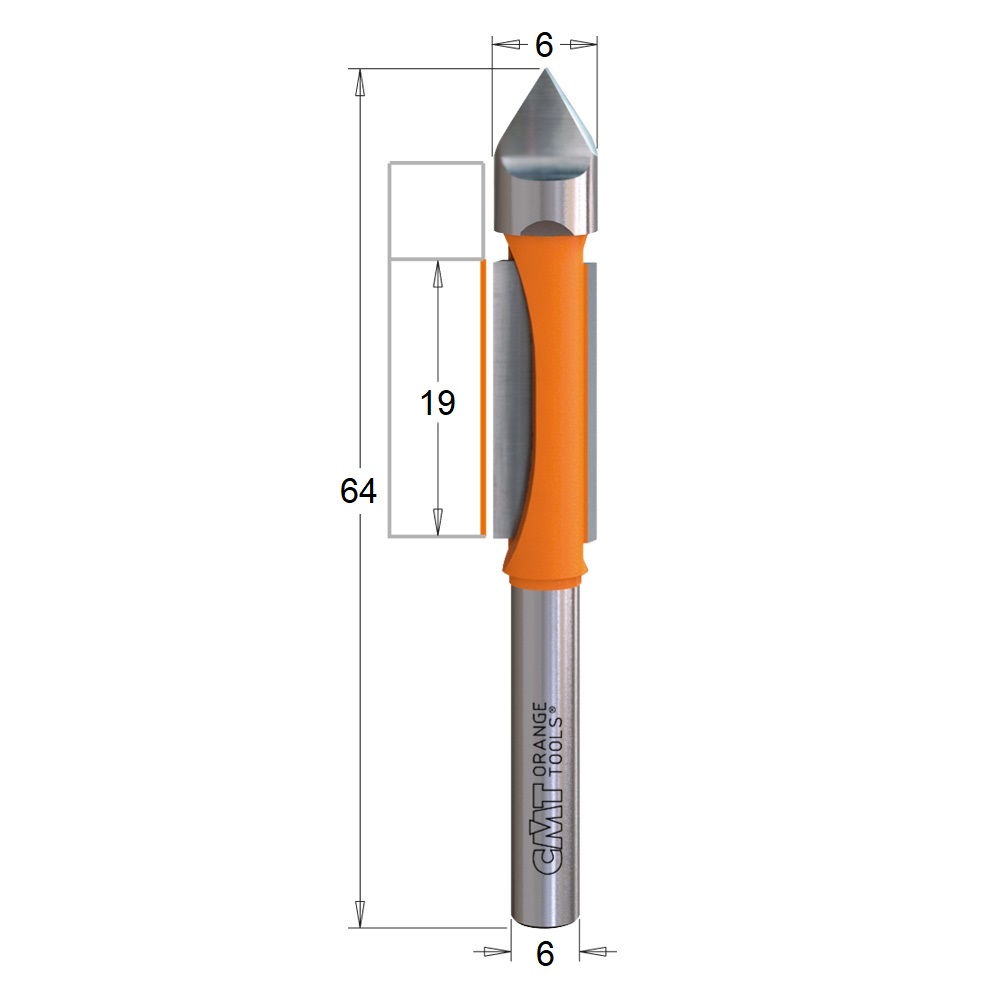 Fresa para Furar/Refilar HW Ø6x64mm - marca CMT - Cód. 716.060.11